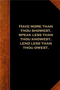 2020 Weekly Planner Shakespeare Quote King Lear Have More Showest 134 Pages