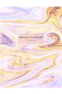 Weekly Planner 2019: Marble - 8.5 X 11 in - Weekly View 2019 Planner Organizer with Dotted Grid Pages + Motivational Quotes + To-Do Lists - Beautiful Pastel Marble Swirl