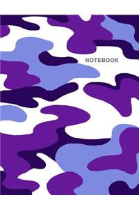 Notebook: Composition Book, Journal (8.5 X 11 Inches, 120 Pages, Lined Paper) Camouflage Design-Purple
