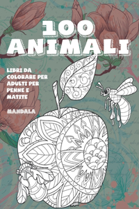 Libri da colorare per adulti per penne e matite - Mandala - 100 Animali