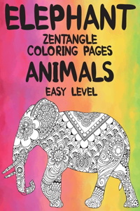 Zentangle Coloring pages - Animals - Easy Level - Elephant