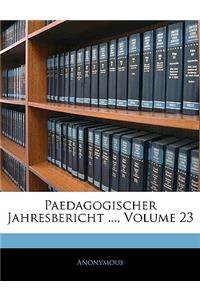 Paedagogischer Jahresbericht ..., Dreiundzwanzigster Jahrgang