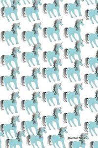 Journal Pages - Cute Blue Unicorn (Notebook)