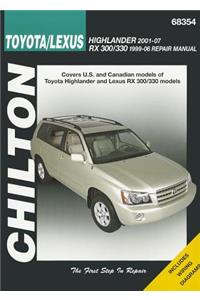 Chilton Toyota/Lexus Highlander 2001-07 RX 300/330 1996-06 Repair Manual