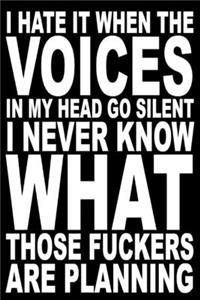 I hate it when the voices in my head go silent. I never know what those fuckers are planning.