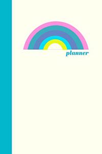 Planner: Minimalist Undated Monthly and Weekly Agenda with Cute Rainbow Cover Design in Blue