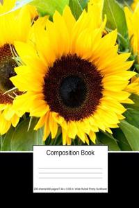 Composition Book 200 Sheets/400 Pages/7.44 X 9.69 In. Wide Ruled/ Pretty Sunflower