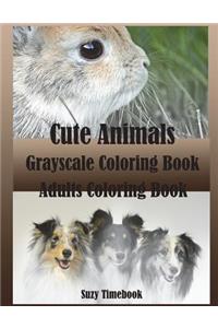 Cute Animals Grayscale Coloring Book