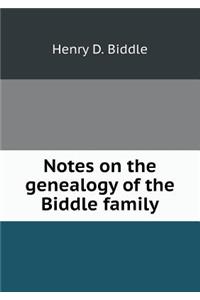 Notes on the genealogy of the Biddle family