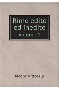 Rime Edite Ed Inedite Volume 1