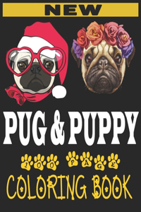 pug and puppy coloring book