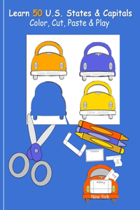 Learn 50 U.S. States & Capitals Color, Cut, Paste & Play