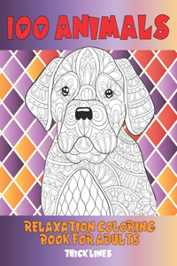 Relaxation Coloring Book for Adults - 100 Animals - Thick Lines