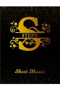 Steph Sheet Music: Personalized Name Letter S Blank Manuscript Notebook Journal Instrument Composition Book for Musician & Composer 12 Staves per Page Staff Line Notep