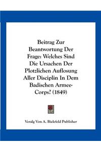 Beitrag Zur Beantwortung Der Frage