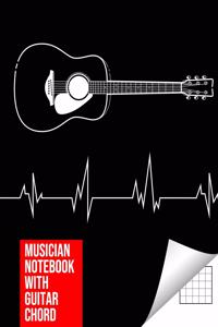 Musician Notebook with Guitar Chord - Guitar/Bass Fretboard Paper Cool Bassist Gift For A Bass Player Notebook guitar chords in Black color Cover