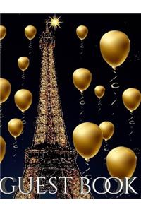 Eiffel Tower paris gold Ballon themed All occasion blank guest book