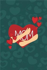 Love Mom Notebook, Blank Write-in Journal, Dotted Lines, Wide Ruled, Medium (A5) 6 x 9 In (Olive Green)