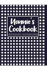 Nonnie's Cookbook Blank Recipe Book Navy Gingham Edition