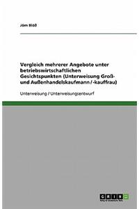 Vergleich mehrerer Angebote unter betriebswirtschaftlichen Gesichtspunkten (Unterweisung Groß- und Außenhandelskaufmann / -kauffrau)