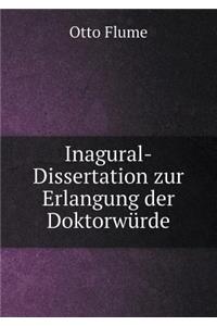 Inagural-Dissertation Zur Erlangung Der Doktorwürde