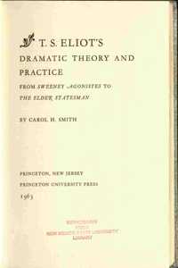 T.S. Eliot's Dramatic Theory and Practice