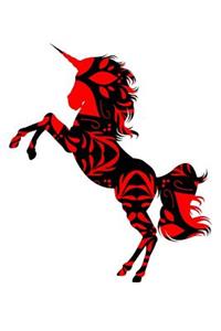 Bright Red And Black Unicorn