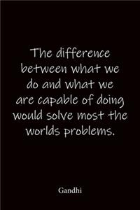 The difference between what we do and what we are capable of doing would solve most the worlds problems. Gandhi
