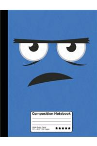 Grumpy Blue Emoticon Composition Notebook