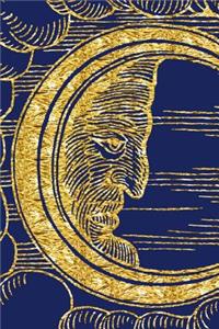 Dream Journal Artistic Moon Face Astronomy Blue Gold