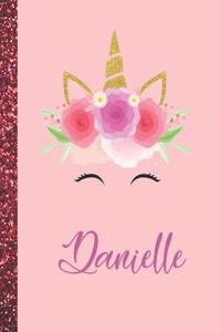 Danielle: Danielle Marble Size Unicorn SketchBook Personalized White Paper for Girls and Kids to Drawing and Sketching Doodle Taking Note Size 8.5 x 11