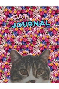 Cat Journal Cute Cat Kitten Floral Flowers