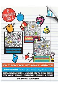 How to Draw Kawaii Cute Animals + Characters Collection Books 1-3