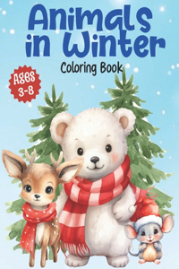 Animals In Winter Coloring Book