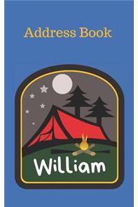 William: Personalized Address Book for Kids who Love Camping and Summer Camp