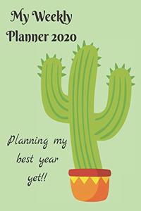 Weekly Monthly Planner for 2020 Cactus Themed