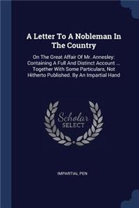 Letter To A Nobleman In The Country