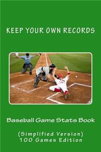 Baseball Game Stats Book