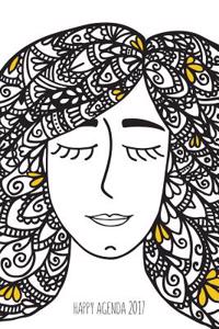 Happy Agenda 2017: Zentangle Girl: Agenda Ilustrada Para Colorear y Organizarte Sin Estres