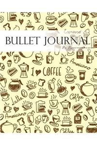 Bullet Journal Notebook, Dotted Grid, Graph Grid-Lined Paper, Large, 8x10, 150 Pages: Vintage Coffee Lovers Doodles Drawing Soft Covers: Master Journaling with Bullet Guide System Professional Journal