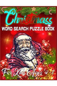 Christmass Word Search Puzzle Book For Kids Ages 4-8
