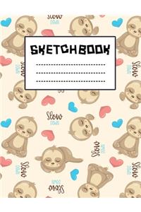 Slow Down Love Sloth Pink Pattern Sketchbook