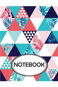 Notebook: Dot-Grid, Graph, Lined, Blank Paper: Abstract Flamingo: notebook journal, notebook marble, notebook paper, diary, 8.5" x 11", 110 pages