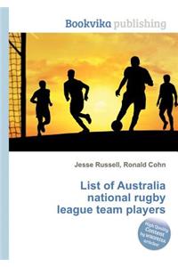 List of Australia National Rugby League Team Players