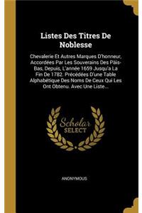 Listes Des Titres De Noblesse