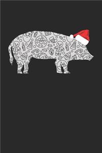 Christmas Notebook 'Pig with Santa Hat' - Christmas Gift for Animal Lover - Santa Hat Pig Journal - Pig Diary