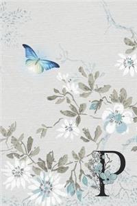 Undated 12 Month Weekly Planner - Serenity Butterfly in Flight Monogram Letter P