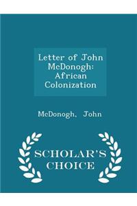 Letter of John McDonogh
