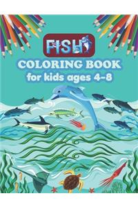Fish coloring book for kids ages 4-8