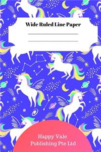 Cute Unicorn Theme Wide Ruled Line Paper